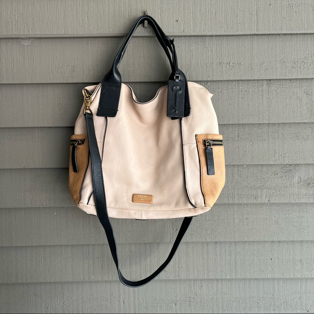 Fossil Emerson Color Block Side Pocket Satchel To… - image 1